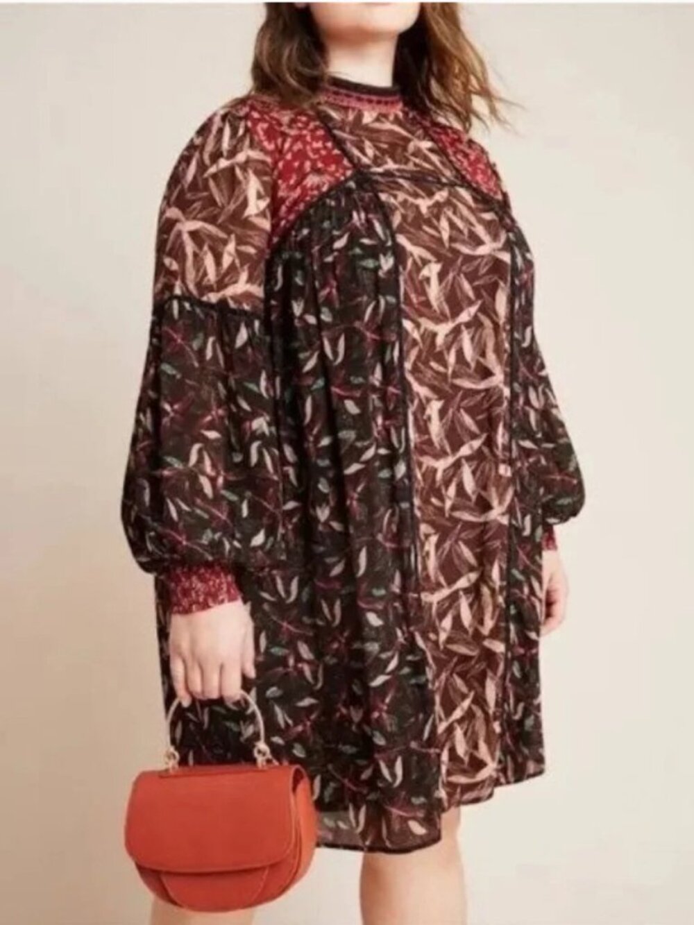 Anthropologie Blank London Callie Sheer Tunic Chiffon Long Sleeve Sz 3X